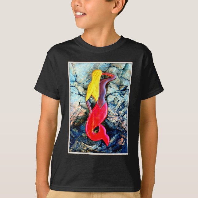 Camiseta sereia loira em vermelho (Frente)