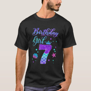 Camiseta Sereia Menina Aniversário 7 Anos É Meu 7º Aniversá