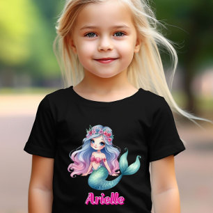 Camiseta Sereia personalizada nome rosa preto