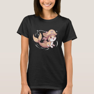 Camiseta Sereia Pirata Gato Halloween Fofo Homens Mulheres 
