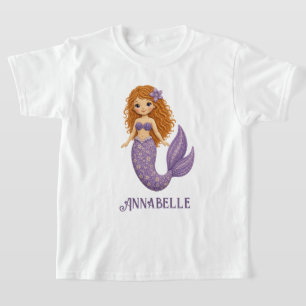 Camiseta Sereia Púrpura Bordada Personalizada