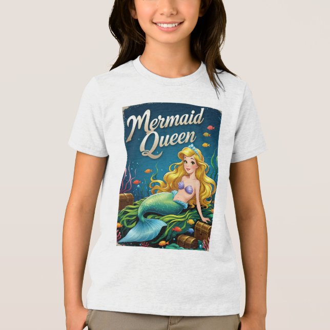 Camiseta Sereia Queen Cartoon Ocean Royalty (Frente)