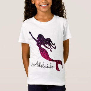 Camiseta Sereia Rosa e Púrpura   Nome de adição personaliza