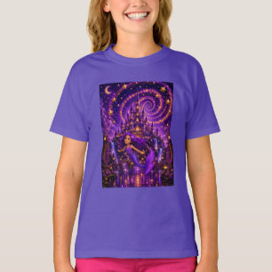 Camiseta Sereia Roxa Estrela Espiral Fantasia Castelo Arte