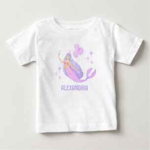 Camiseta Sereia Roxa Menina 1º Aniversário Sob o Mar