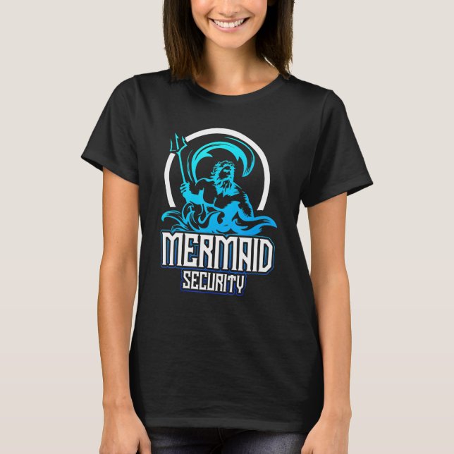 Camiseta Sereia Segurança Aniversário Diversão Merman Swimm (Frente)