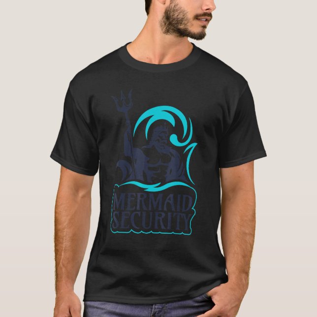 Camiseta Sereia Segurança Aniversário Merman Men Boy Swimme (Frente)