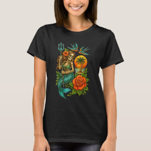 Camiseta Sereia Skeleton Tradicional Tatuagem Velha