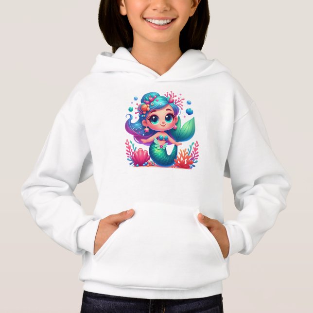 Camiseta Sereia submarina, branca (Frente)