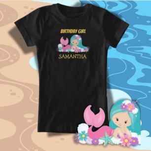 Camiseta Sereia, T-Shirt, aniversário amarelo