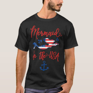 Camiseta Sereia T USA Sinalizador Patriótico Cauda do Tipo