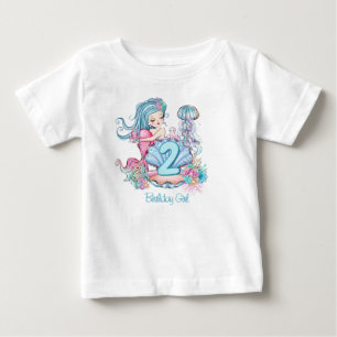 Camiseta Sereia Vida Marinha Festa de Aniversário com Ida