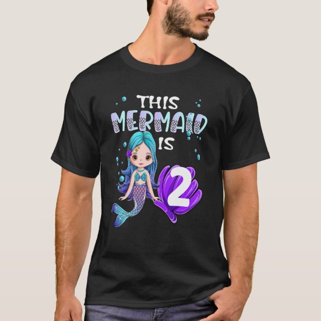 Camiseta Sereias Meninas segundos aniversários Esta Sereia  (Frente)
