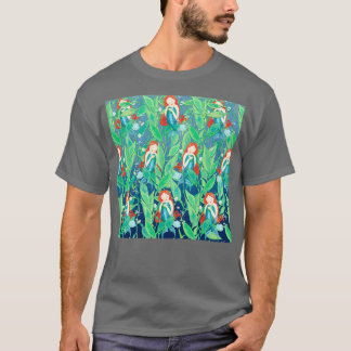 Camiseta Sereias Pescoço Gator Cabelo Vermelho Linda Sereia
