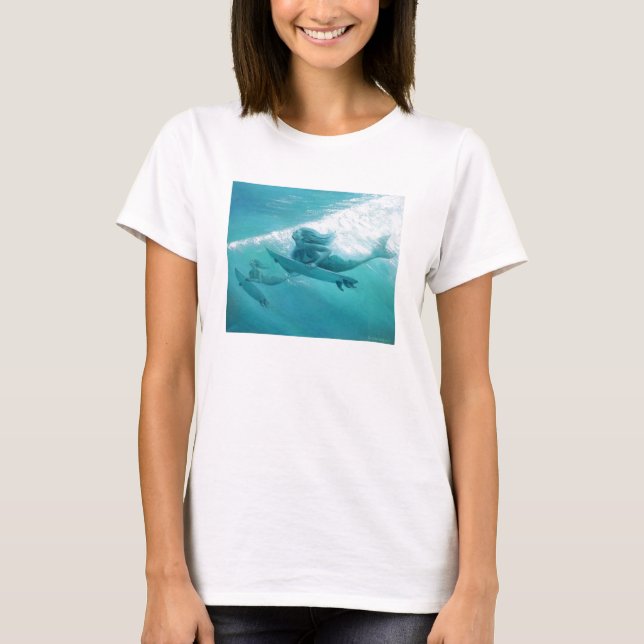 Camiseta sereias que surfam (Frente)
