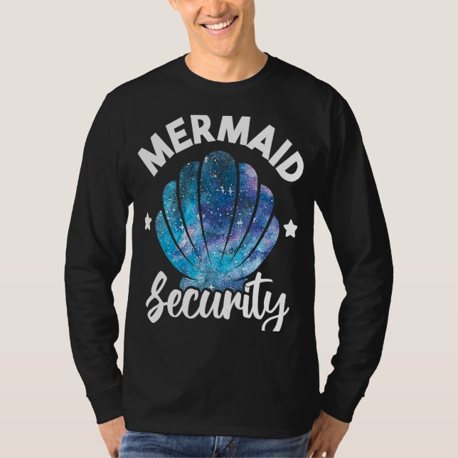 Camiseta Sereid Security Seashell Mermaid Squad Birthday P (Frente)