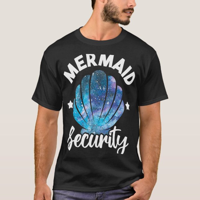 Camiseta Sereid Security Seashell Mermaid Squad Birthday P (Frente)