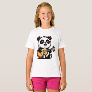 Camiseta Serenata Melódica de Panda - Arte de Violão Acústi