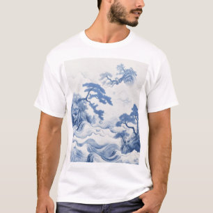 Camiseta Serene Blue and White Landscape Water Painting T-S