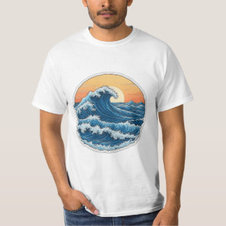 Camiseta Serene Blue Ocean Onda Arte Costeira