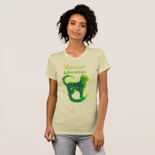 Camiseta Serene Glow: Gato Artístico em Verde e Amarelo
