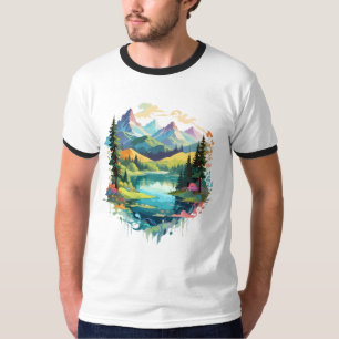 Camiseta Serene Landscape Calm Tranquil Nature Mounts
