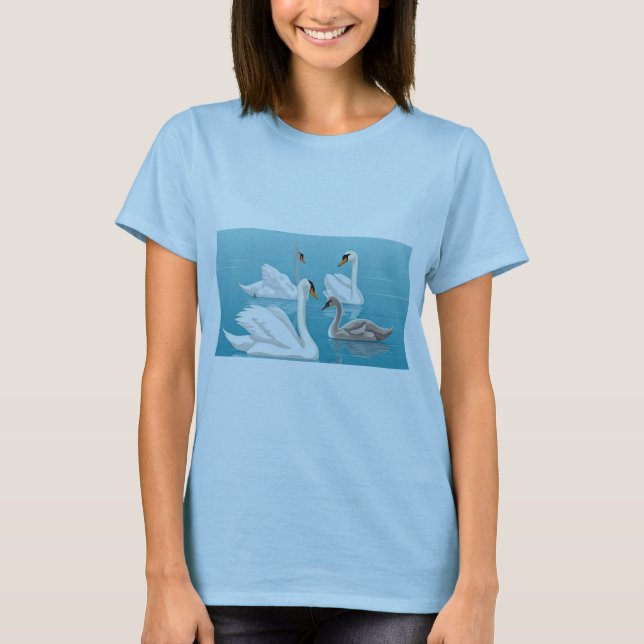 Camiseta Serene Swans: Harmonia Familiar (Frente)