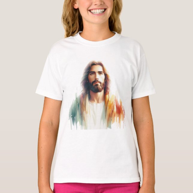Camiseta Serene Watercolor Jesus Christ Portrait – Spiritua (Frente)