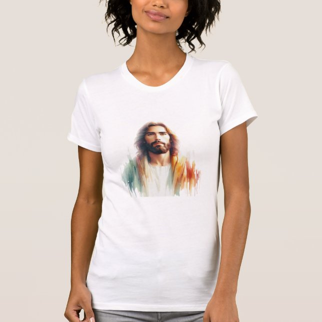 Camiseta Serene Watercolor Jesus Christ Portrait – Spiritua (Frente)