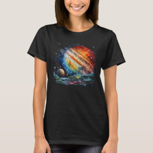 Camiseta Serene Watercolor Júpiter e Luas Artística Tee S