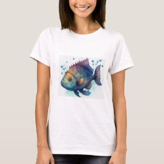 Camiseta "Serene Waters: Design de Peixes Artísticos" T-Shi