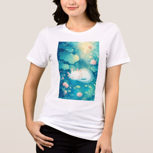 Camiseta Serenidade do Lago de Flores de Axolote (Frente)