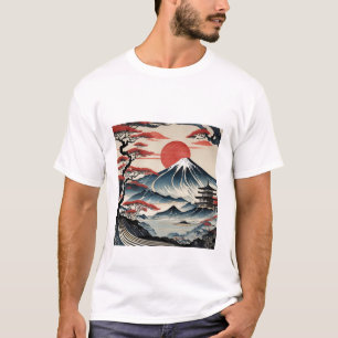Camiseta Serenidade do nascer do Sol: Abrace a arte japones
