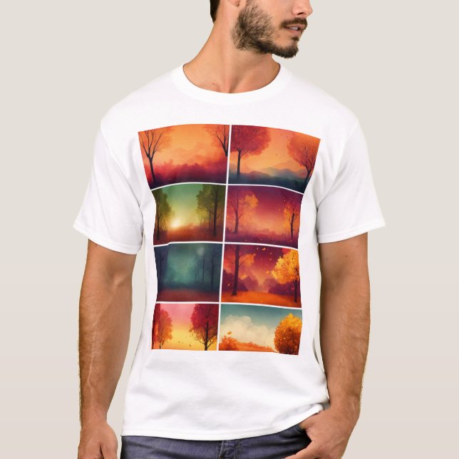 Camiseta "Serenidade do outono: Uma paisagem de queda de co (Frente)