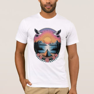 Camiseta Serenidade do Pôr do Sol Acampamento Vintage e Fug