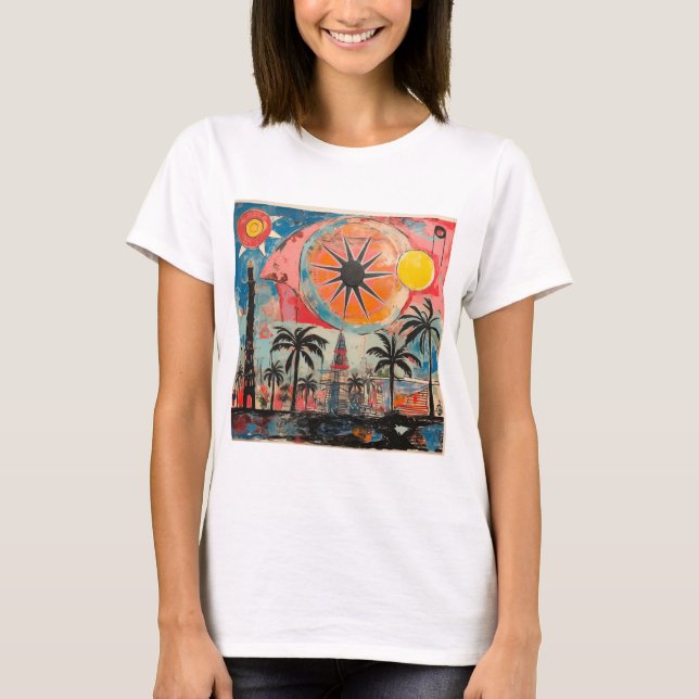 Camiseta Serenidade marinha Artística de Praia Viba Camisa- (Frente)