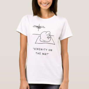 Camiseta Serenidade no tapete Ilustração de Gato de Yoga