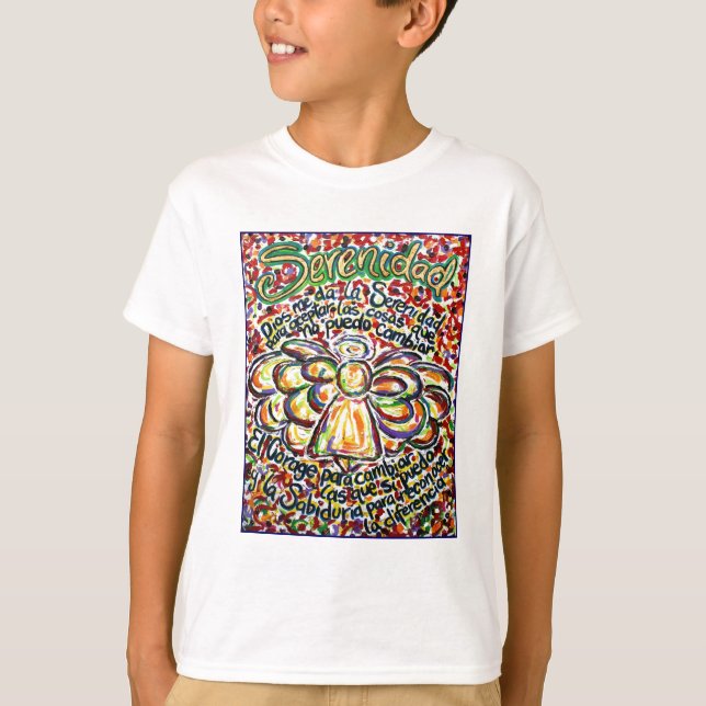 Camiseta Serenity Prayer Angel (Texto Espanhol) (Frente)