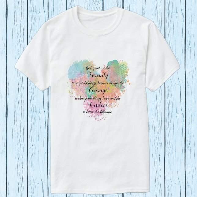 Camiseta Serenity Prayer Watercolor T Shirt (Criador carregado)