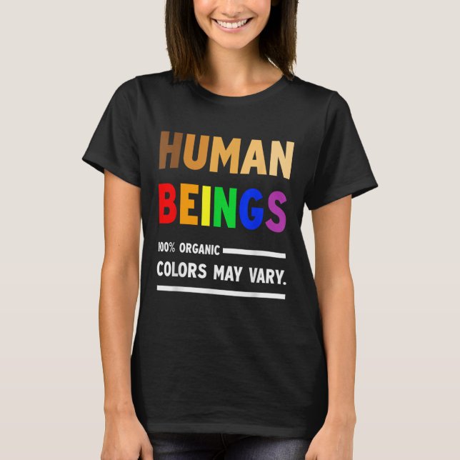 Camiseta Seres Humanos Cores Orgânicas A 100% Podem Variar  (Frente)