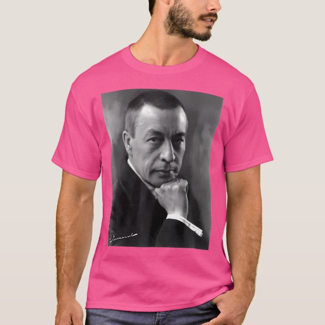 Camiseta Sergei Rachmaninoff Composer Retrato Com Autogra (Frente)