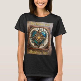 Camiseta Série Coração de Vidro Manchado Dourado Steampunk