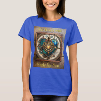 Camiseta Série Coração de Vidro Manchado Dourado Steampunk