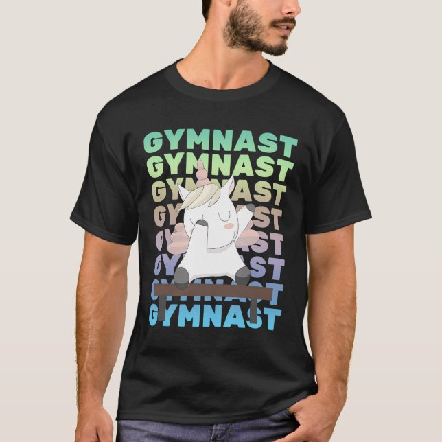 Camiseta Série de Esportes Ginásticos Unicórnio e Ginástica (Frente)