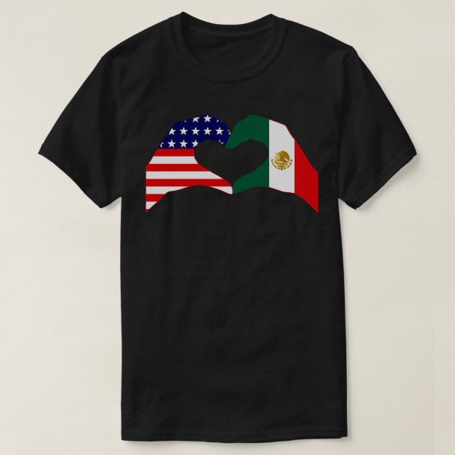 Camiseta Série de Sinalizador Patriot USA Heart Mexico (Frente do Design)