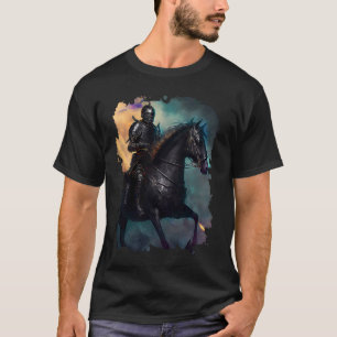 Camiseta Serigrafia Cavaleiro ameaçador assustador em um ca