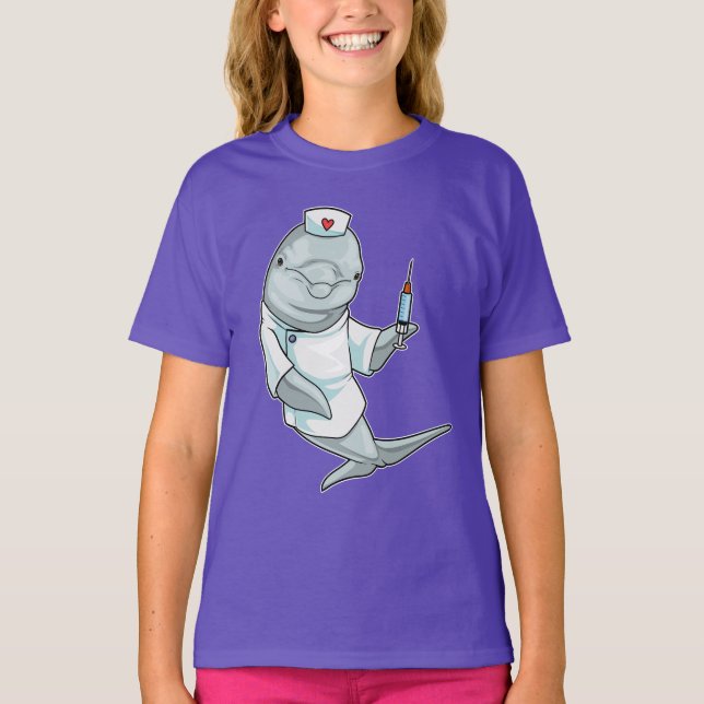 Camiseta Seringa Enfermeira de Golfinho (Frente)