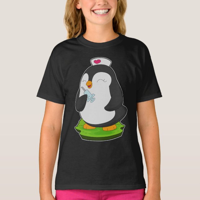 Camiseta Seringa para Enfermeiros Pinguins (Frente)
