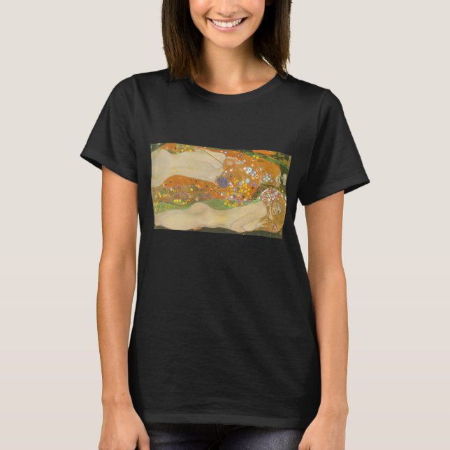 Camiseta Serpentes d'água II por Gustav Klimt, Art Nouveau (Frente)