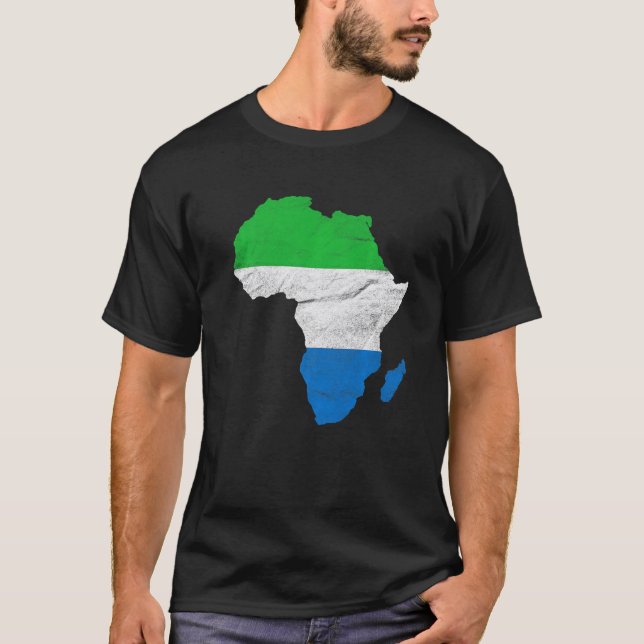 Camiseta Serra Leoa Bandeira África Silhueta Continente Sie (Frente)